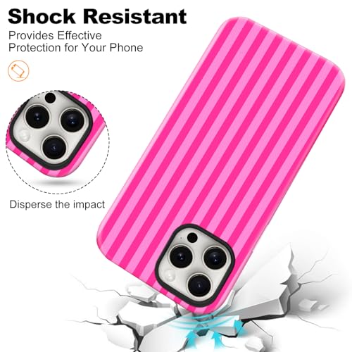 Magnetic for iPhone 14 Pro Max Case Cute Stripes Phone Case, Deep Pink by flewfun - Used condition - Image 6