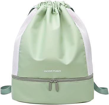 Amazon プールバッグ 女の子 男の子 ナップサック リュック 2ルーム おしゃれ プール 登山 スポーツ 防水 ジムバック大容量 乾湿分離 シューズ収納可能 グリーン Jkr プールバッグ