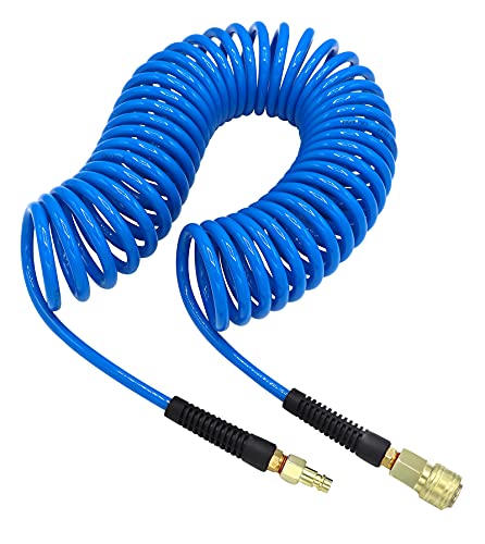 YOTOO Tuyau d'air en polyuréthane 10 m de long, 6 mm de diamètre intérieur x 11 mm de diamètre extérieur avec limiteur de courbure, raccord rapide et prise 1/4 'Allemagne, bleu