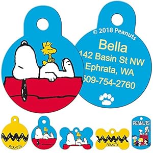 GoTags-Cartoon-Charlie-Brown-and-The-Peanuts-Gang-Pet-ID-Tags-for-Dogs-and-Cats-Personalized-Engraved-Dog-ID-Tags-with-up-to-4-Lines-of-Custom-Text Cartoon Charlie Brown Pet ID Tags
