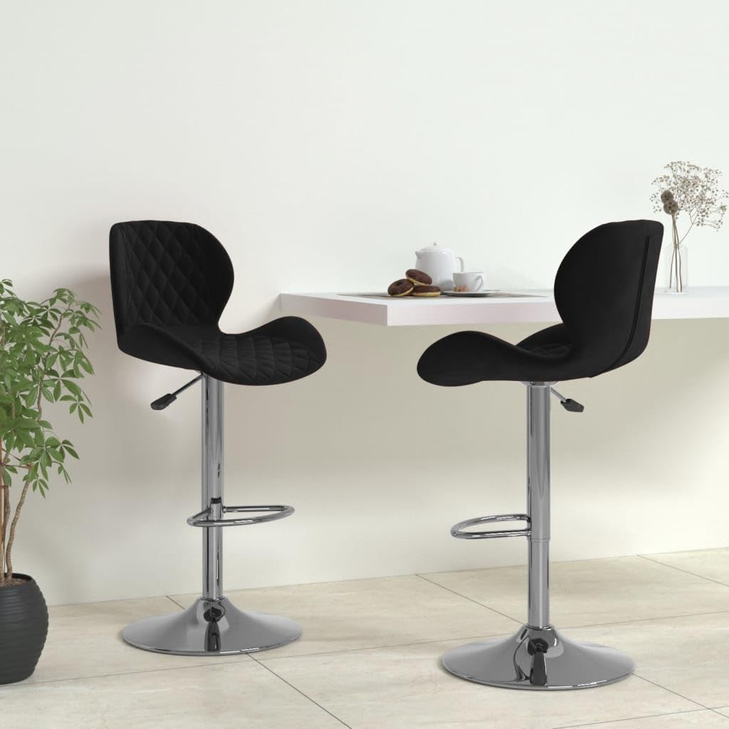 Tabourets de bar lot de 2 noir velours assises hautes de comptoir