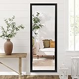 Elevens Full Length Door Mirror 43'x16' Large Rectangle Wall Mirror Hanging or Leaning Against Wall for Bedroom, Dressing and Wall-Mounted Polystyrene Frame Mirror-Black(No Stand), JJ01002AAF-USAM004