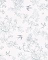 Simon&Siff Blue and White Wallpaper Peel and Stick Vintage Floral Birds Contact Paper Removable Self Adhesive Wall Paper Renter Friendly for Bedroom Cabinets DIY Decor 120" x 17.3"