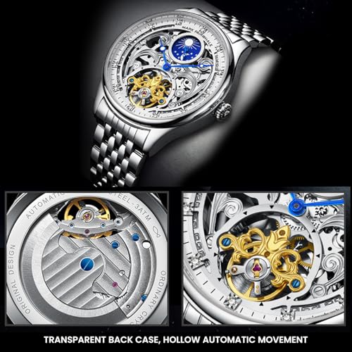 Image of WeCool Fairwhale Automatic Mechanical Watch for Men Luxury Skeleton Analog Men's Watch 50M Waterproof Luminous Unique Cool Wrist Watchs | Best Gift for Males