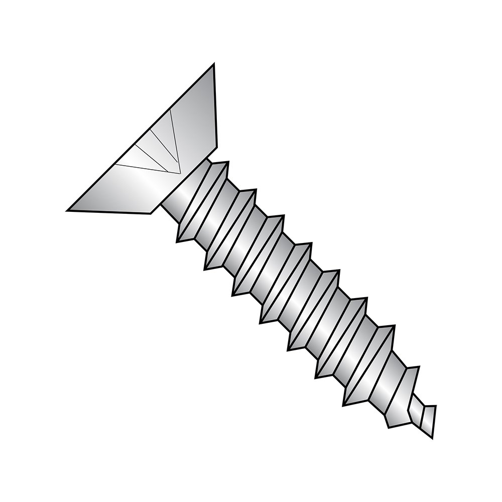 Small Parts 1008ABPU188 18-8 Stainless Steel Sheet Metal Screw, Plain Finish, Undercut 82 degrees Flat Head, Phillips Drive, Type AB, #10 Thread Size, 1/2