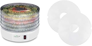 Electric Food Dehydrator Machine, Multi-Tier Kitchen Food Appliances, High-Heat Circulations- NutriChef PKFD12 & Nesco LM-2-6 13.5" Snackmaster Clean-A-Screen Food Dehydrators, 2 Count, White