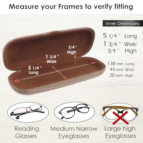 Image of MyEyeglassCase Men Small Glasses case - Eyeglasses Hard Shell Holder Pouch & Cloth-Reading Slim & Narrow Case Heavy Duty