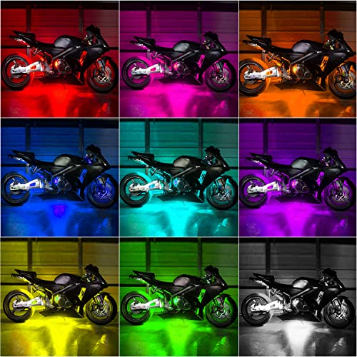 Image of Nilight 8pcs Motorcycle RGB LED Strip Lights Kit Multi-Color Neon Waterproof Atmosphere Lights with RF Wireless Smart Remote Controllers for Harley Davidson Suzuki,2 Years Warranty