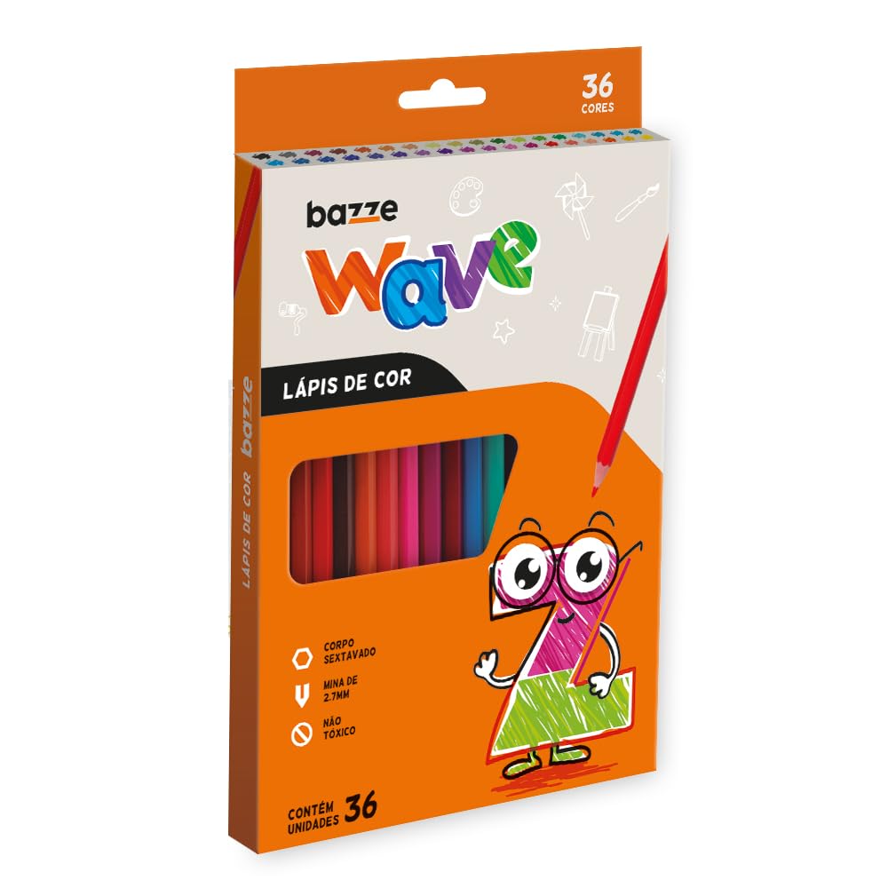 Lapis Cor Bazze Wave Sextavado 36 Cores | Amazon.com.br