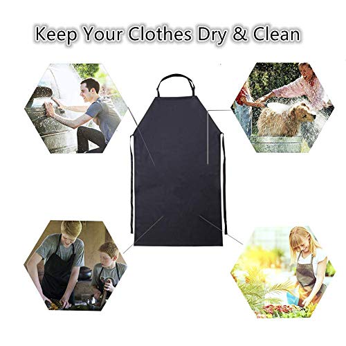Haosen-Six Easy Care Waterproof Adjustable Neck Strap Bib Kitchen Apron For Adult Cooking Working Durable Pvc Vinyl Black One Piece #TOP1