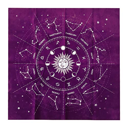 Gayrrenl Tarot Card Cloth Tablecloth 12 Constellations Tablecloth Astrology Divination Tablecloth Tapestry (Purple Zodiac)