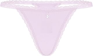 Victoria's Secret Cotton Pointelle Lace Trim V-String Panty Purple Large