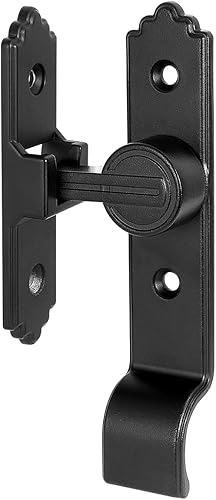 Miniatura 8 de 3 paquetes de cerraduras y pestillos negros de 90 grados, pestillo de puerta corrediza abatible de granero con asa, pestillos de puerta pesados,