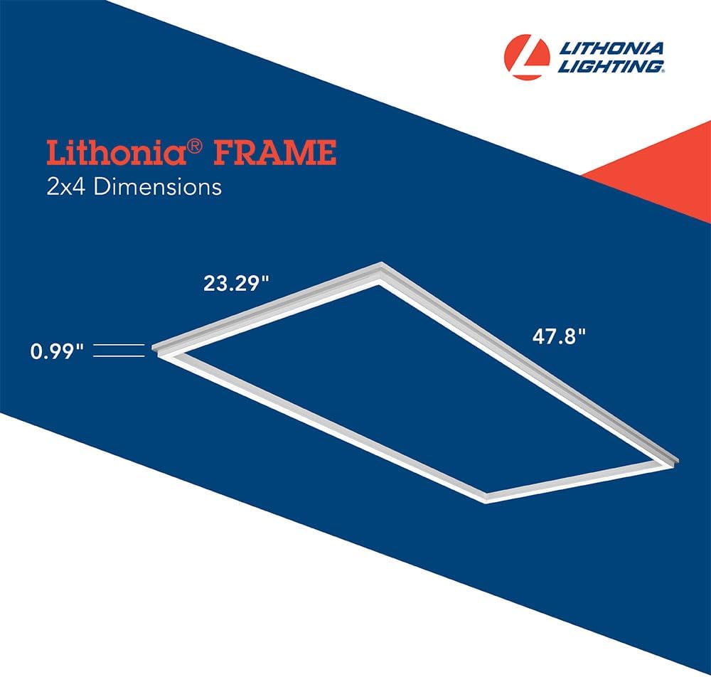 Lithonia Lighting Frame 2x4 LED Lay-in Ceiling Light, 2 ft. x 4 ft. Lighting Fixture for Offices and Classrooms, 4000/5000/6000 Adjustable Lumen Output, 3500/4000/5000 Switchable Color Temperature