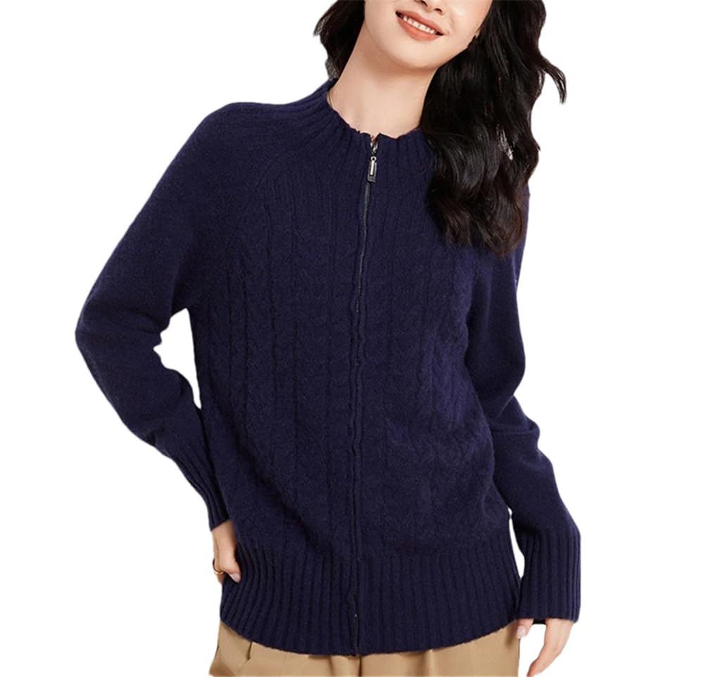 Dninmim Pull en cachemire pour femme - Automne et hiver - Avec fermeture éclair - Col montant