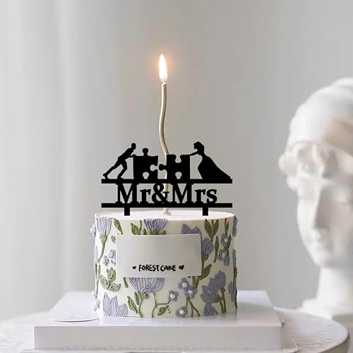 Miniatura 4 de Decoración de rompecabezas para pastel de boda, divertida decoración de pareja de Mr & Mrs para despedida de soltera, boda, compromiso y fiestas de