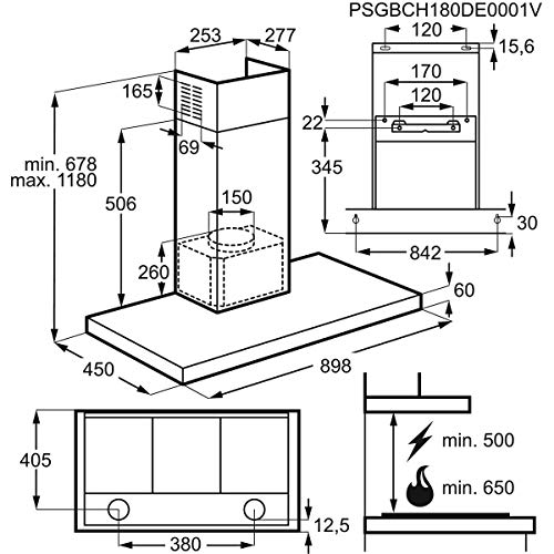 ELECTROLUX Hotte décorative murale 90 cm inox 600 M3h LFT419X - vue 3