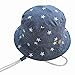 Happy Cherry Verano Sombrero Infantil con ala Tipo de Pescador Algodón Gorra Protección de Sol Estampado de Estrellas Bucket Hat Talla 46 para 3-6 Meses Bebés Niños Niñas