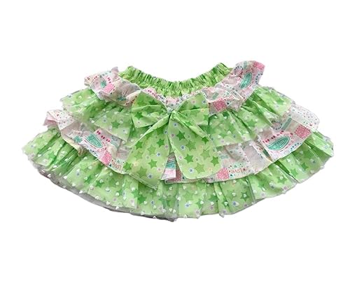 Xojbzoo Women's Lolita Mini Skirt Sweet Y2K Floral Print with Ruffles & Bow Chiffon Pink Cake Skirt (US, Alpha, Small, Regular, Regular, Green)