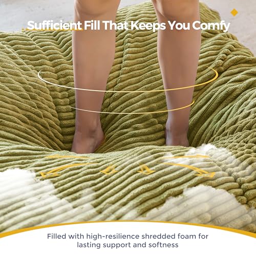 MAXYOYO Sitzsack XXL, aus Cordstoff Abnehmbar, Riesen Bean Bag mit Flauschiger Schaumstoff Füllung, Großes Bodenkissen für Erwachsene & Paare