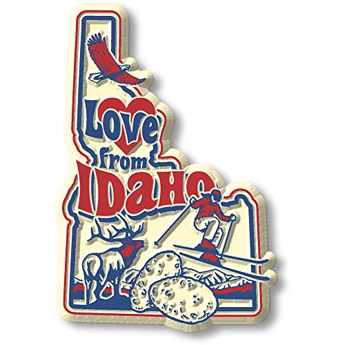 Imán decorativo Love from Idaho vintage 3D de goma 2.2 x 3.2"