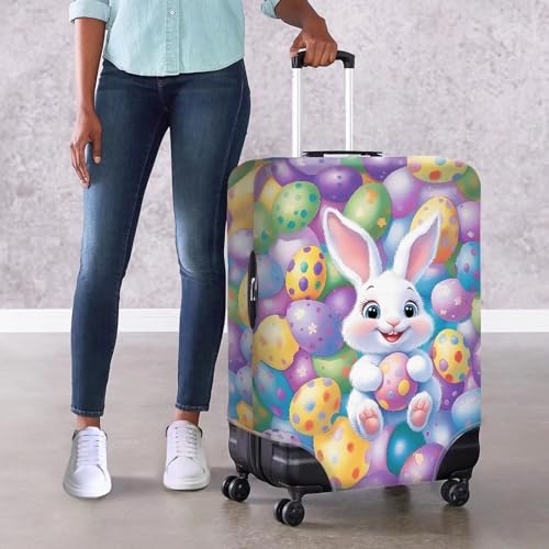 Image of Mumeson Rabbit Easter Egg Travel Luggage Cover for Women Fits 18-32 Inch Luggage Suitcase Protector Luggage Protective Stain Resistant Baggage Gear Covers Dust Cover (L)