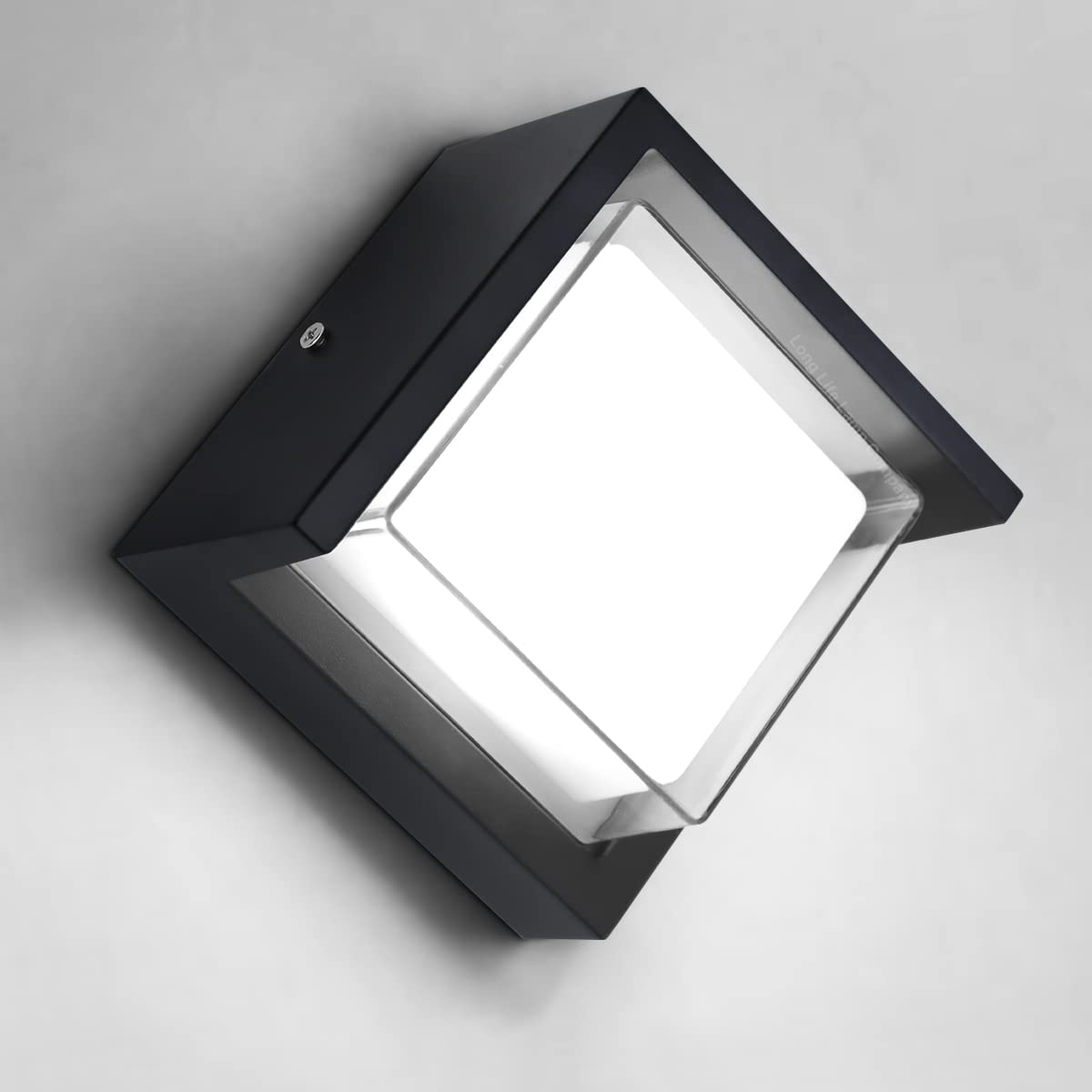 Long Life Lamp Company Black Square Led Wall Light Outdoor Ip54 Opal Diffuser Cool White12w Modern Wall Sconce Zlc364b