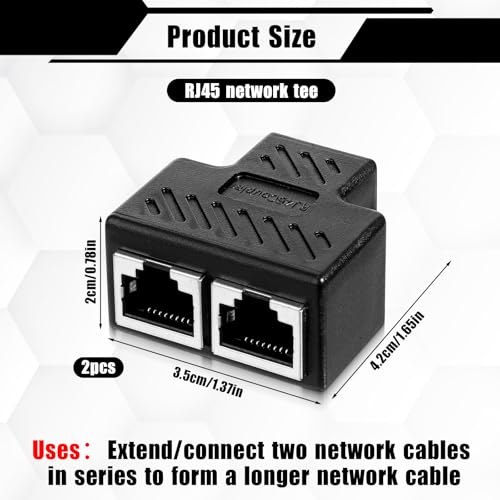 RJ45 Splitter LAN Splitter Ethernet 1 a 2 conectores pack 2 miniatura 2