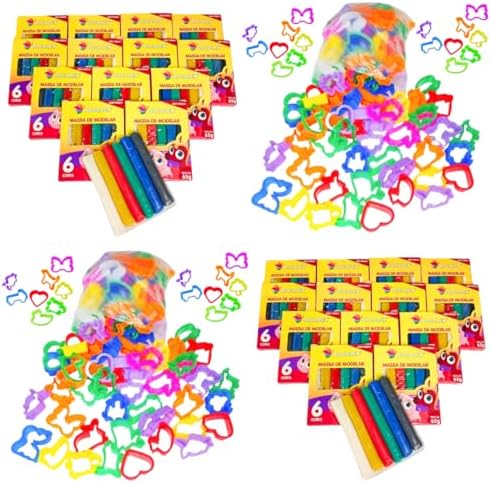 Kit 10 Massinha de Modelar + 10 Cortador Molde p/Kit Festa Lembra...