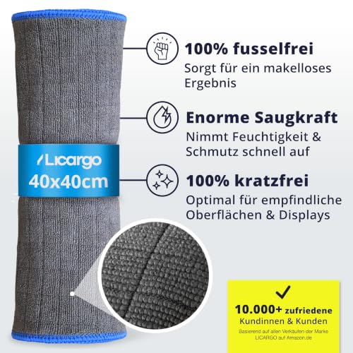 LICARGO Bildschirmreiniger Set 300ml - Streifenfrei & schonend - Display Reiniger mit Mikrofasertuch 380 GSM - Screen Cleaner für TV (LCD, LED, OLED, QLED, TFT) Monitor, Laptop, Tablet & Handy
