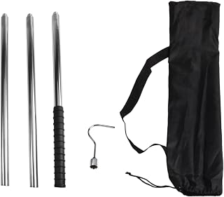 Adjustable Pool Skimmer Hook 68 Inch Telescopic Stainless Steel Heavy Duty Pool Retrieval Tool with Long Reach for Easy Skimmer & Toy Lift, Silver(Black)