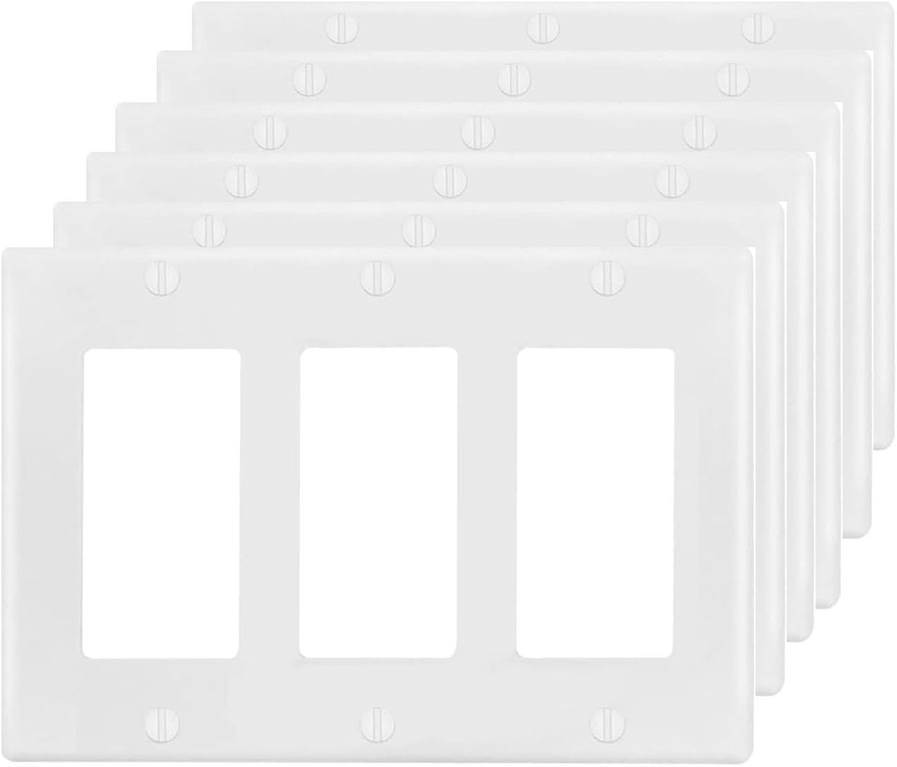 2-Gang Blank Wall Plate Outlet Cover Plate Unbreakable Polycarbonate Thermoplastic Double Blank Faceplate Electrical Receptacle Cover, White, 10 Pack