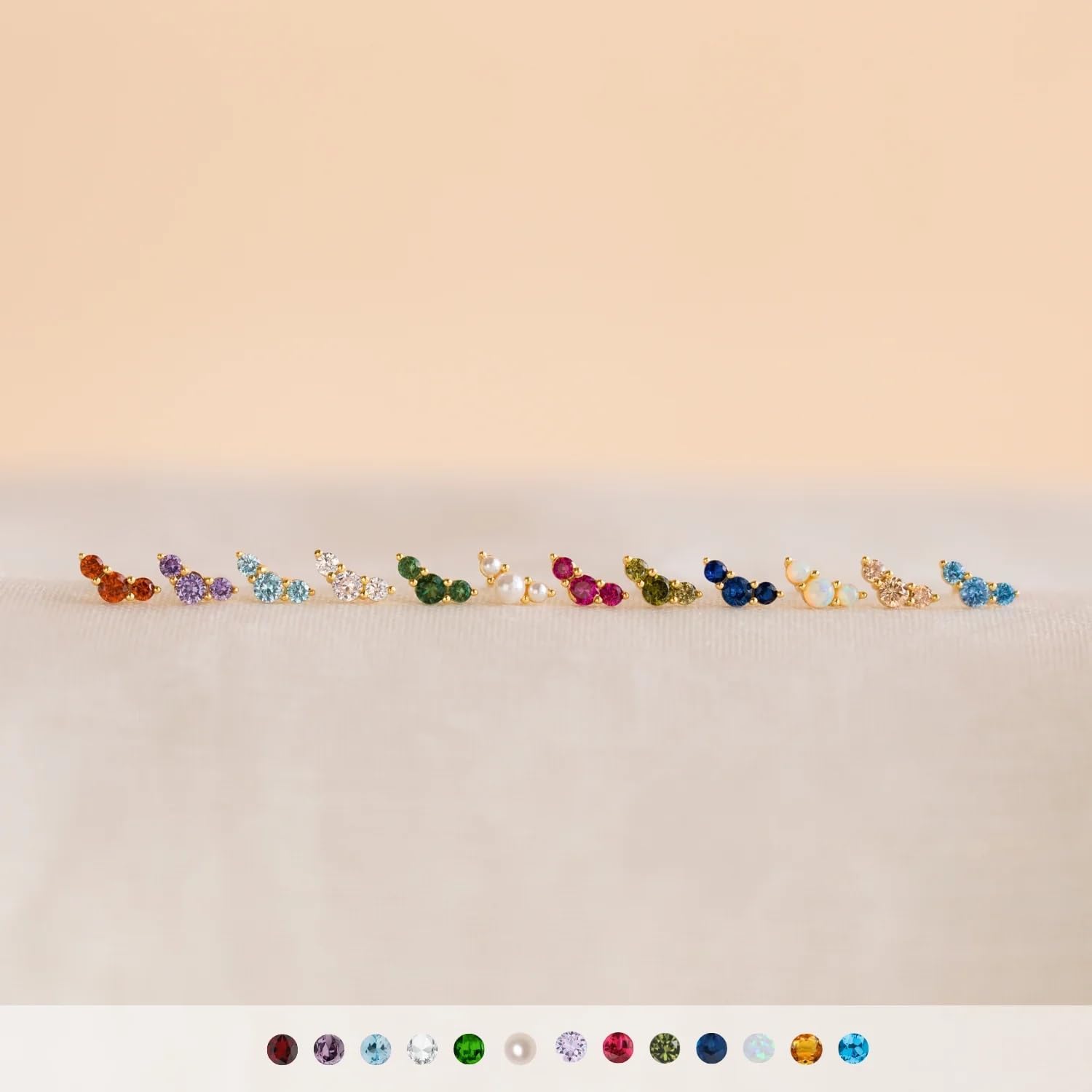 CAITLYNMINIMALIST 18K Gold Plated Birthstone Tiny Stacking Cartilage Stud Earrings for Women 18K Gold Plated Sterling Silver