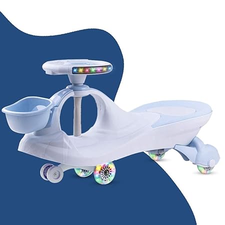 Baybee Magic Swing Cars for Kids Baby Twister Magic Ride on Toy Car for Kids with PU LED Wheels & Music, Kids Push Ride on Baby car, Ride on Magic car for Kids 3 to 8 Years Boy & Girl (Lexcen, Blue)