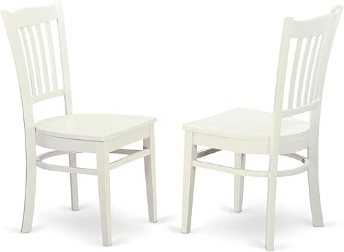 East West Furniture GRC-WHI-W Groton - Sillas de comedor de madera con respaldo de listones, juego de 2, color blanco lino Lino