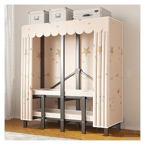 Armario De Ropa De Tela, Armario De Lona Portátil Con Riel Para Colgar, Armario De Lona Portátil Con Riel Para Colgar, Para Ropa Organizador Ropero Plegable(B,130cm)