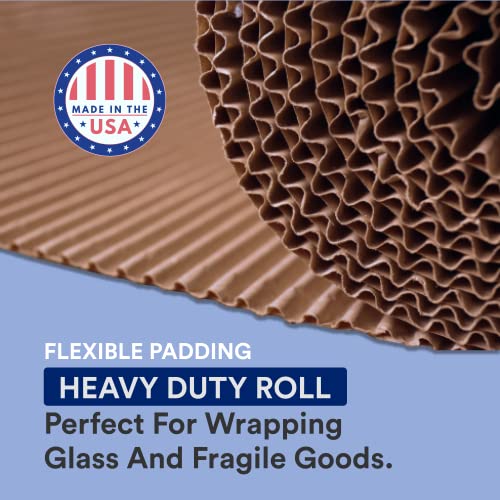 Image of BOX USA Shipping Corrugated Roll 24 inchL x 250 inchW 1-Pack, Singleface Corrugated Cardboard Paper Roll for Packing, Moving and Storage