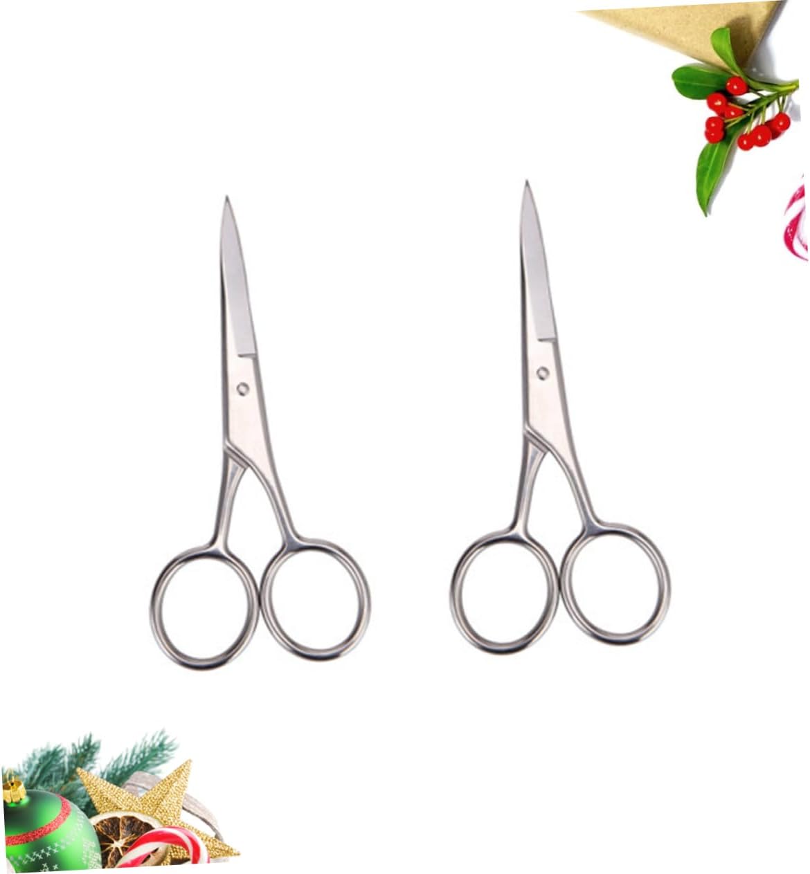Outanaya 2pcs Stainless Steel Mustache Trimming Scissors for Beard Grooming Precision Shears for Men Durable Anti- for Barber Shops and Home Use