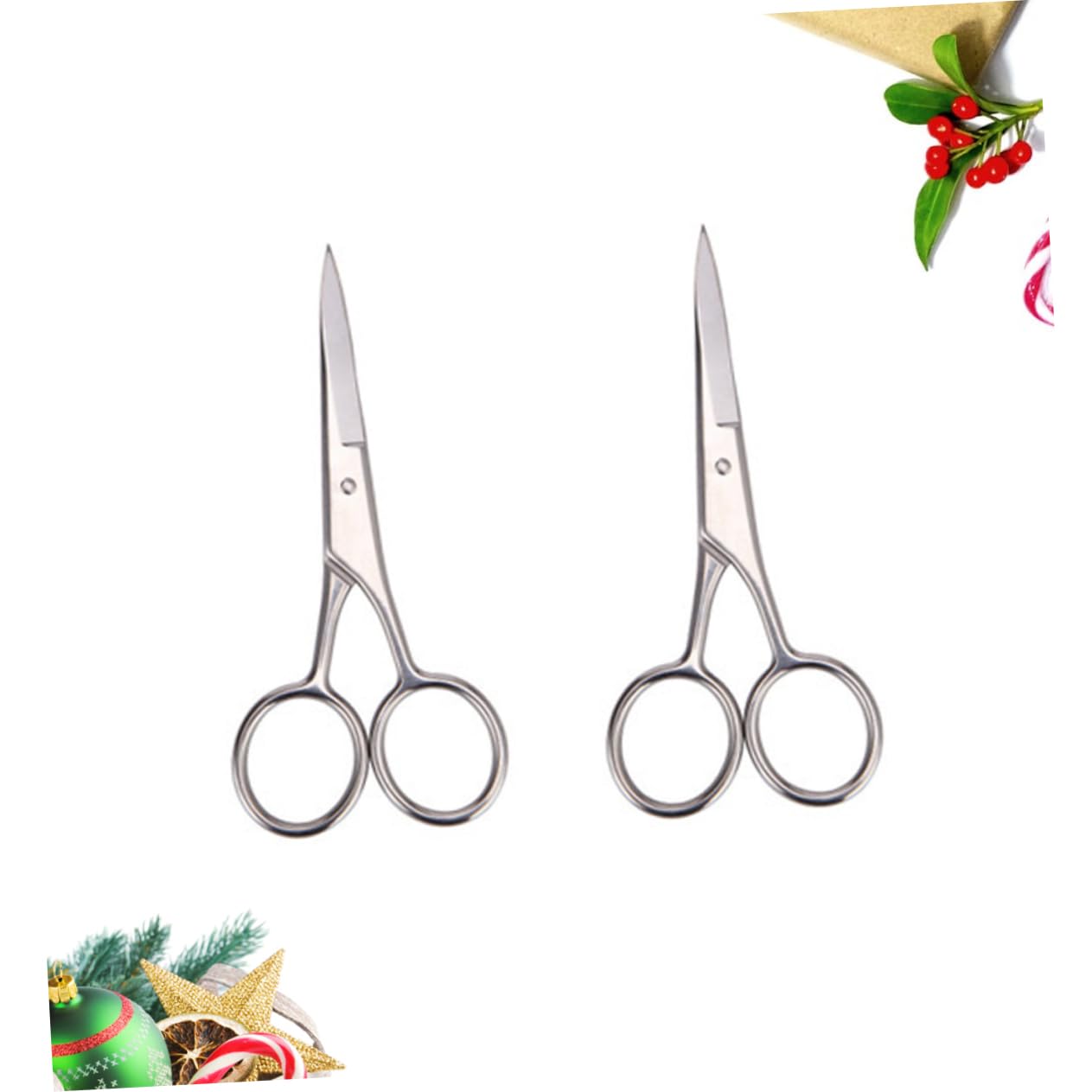 Outanaya 2 Pcs Stainless Steel Mustache Trimmer for Men Beard Scissors Professional Hair Grooming Scissors for Barbershop Home Diy