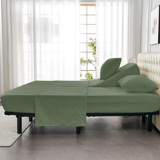 RECCI Flex Top King Size 100% Egyptian Cotton 1000TC - Split Top Sheets for Sleep Number Bed 4Pcs Flex Head King 34