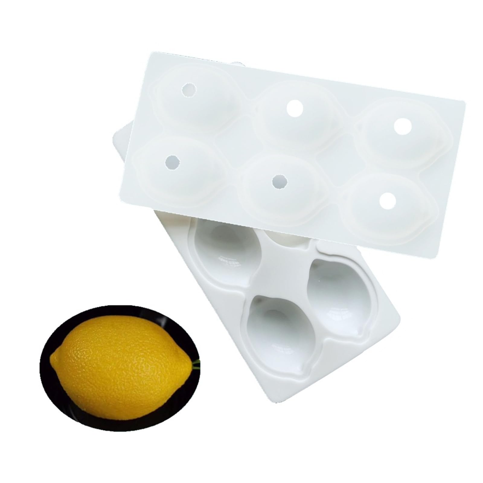NEWFT Reusable 6 Cavity Dessert Flexible Silicones Cake Pan For Lemon Shape Jelly Mousses And Ice Cream Creation