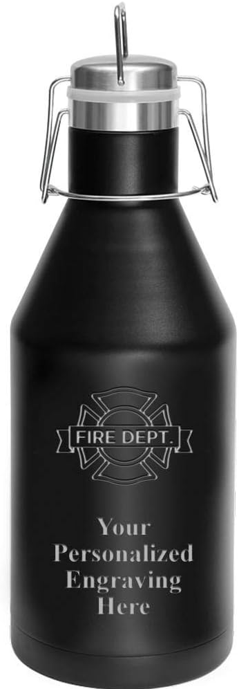 Fire Department Growler, 64 oz Custom Firefighter Stainless Steel Growler, Engraving Included