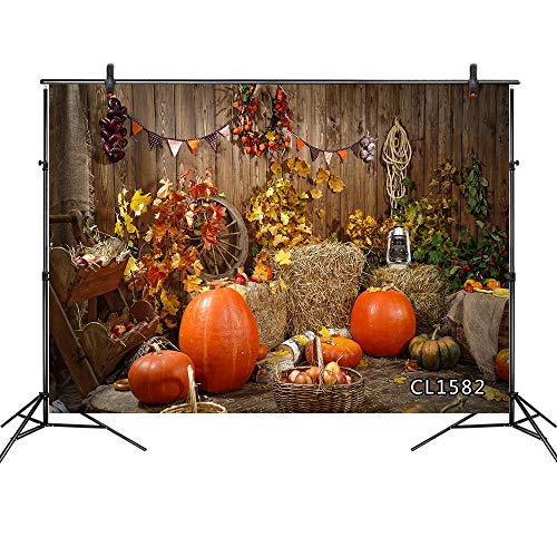 Erntedankfest Hintergrund für Fotografie Riesiger Kürbis Herbst Blatt Stroh Herbst Ernte Bauernhaus Sonnenblumen Foto Hintergrund für Bilder 2,1 x