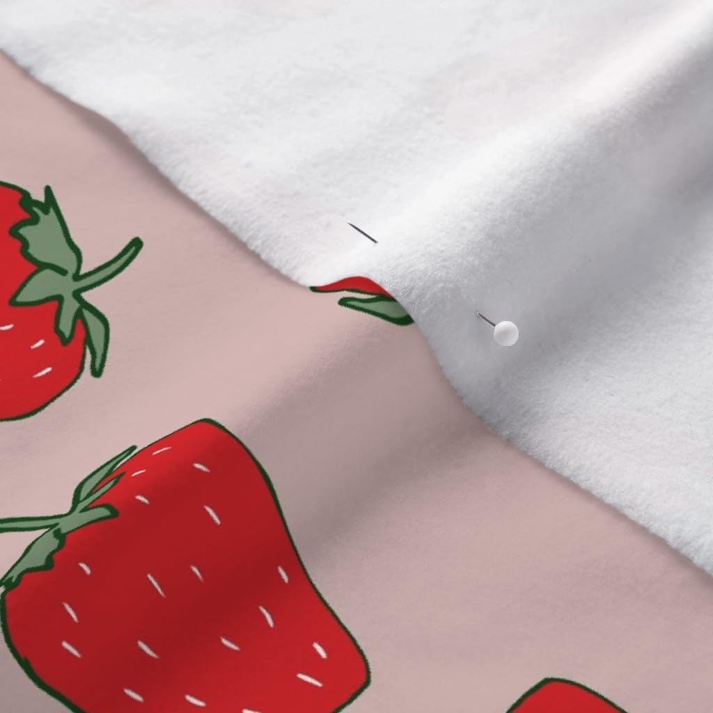 Spoonflower Fabric - Strawberries Fruit Red Pink Spring Summer Children Printed on Polartec(R) Fleece Fabric by The Yard - Sewing Blankets Loungewear and No-Sew Projects