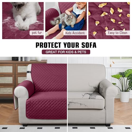 Image of TAOCOCO Sofa Covers 2 Seater,Settee Covers,Non Slip Sofa Covers,Sofa Slipcovers,Pet Couch Covers,Washable Sofa Protectors for Dogs(Red)