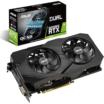 ASUS Placa gráfica GeForce RTX 2060 Overclocked 6G GDDR6 Dual Fan EVO Edition VR Ready HDMI DisplayPort DVI (DUAL-RTX2060-O6G-EVO)
