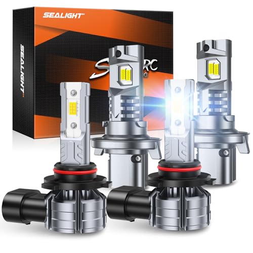 SEALIGHT H13 + H10 for Ford F150 2004-2014 Ford F250 2005-2020 F350 for Dodge Dakota 2005-2009 H13 H10 LED Light Bulbs Combo 62 000LM 9008 9145 Fog Lights LED Bulb Pack of 4