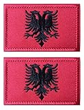 AliPlus Albanien-Flagge, bestickt, taktischer Militär-Aufnäher, Klettverschluss, 2 Stück