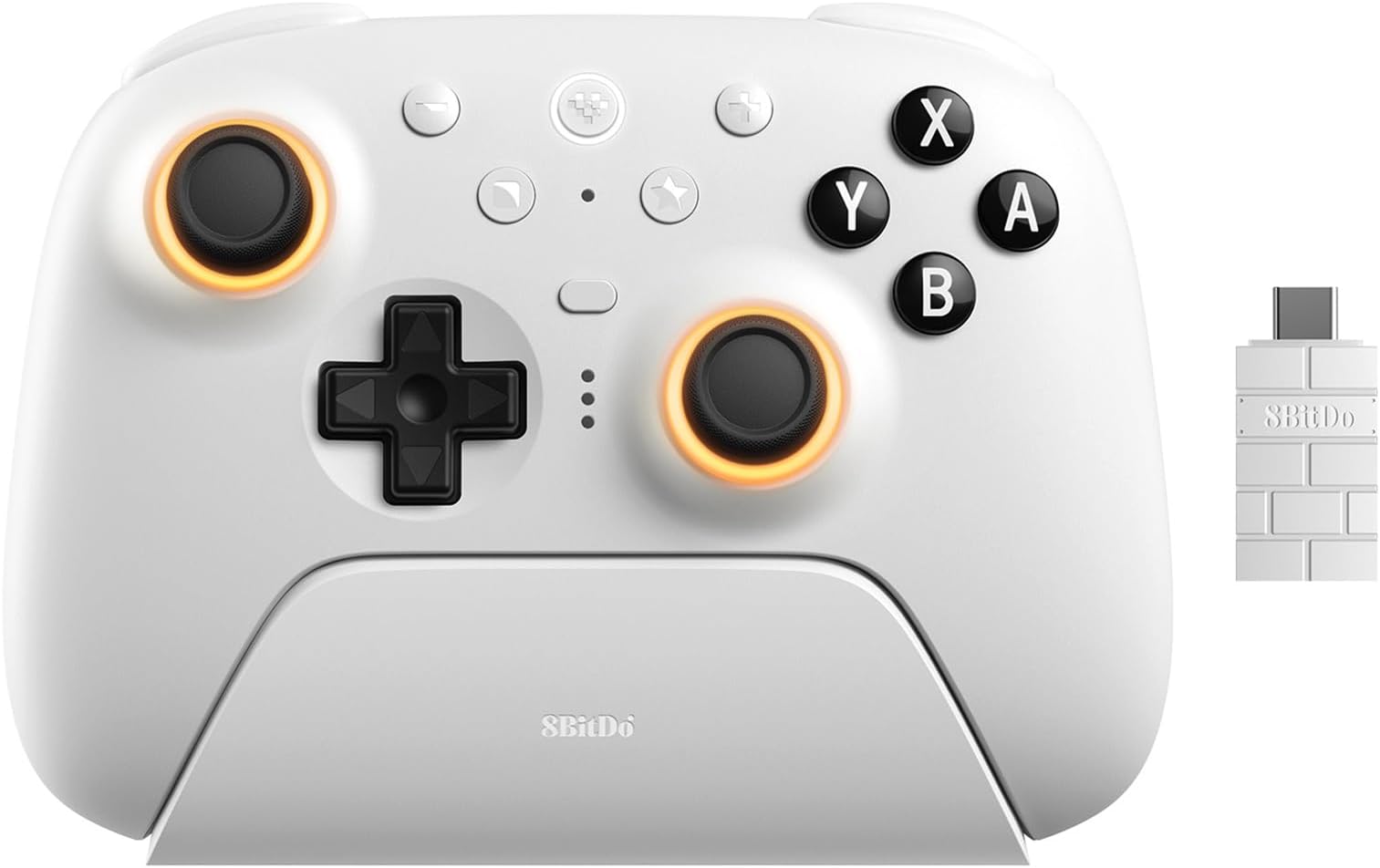 AKNES 8BitDo Ultimate 2 Bluetooth Controller for Switch & PC Windows, TMR Joysticks, 1000Hz Polling Rate for Wins, Tactile/Hall Triggers, Programmable L4/R4 Bumpers & 2 Back Paddle Buttons, White