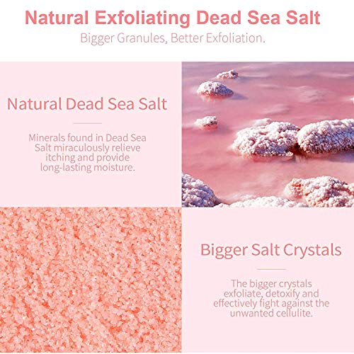 Dry Himalayan Salt Scrub With Lychee Oil Complex Sweet Almond Oil, 100% Natural Salt Scrub For Exfoliate & Moisturize Face, Body And Foot Skin - Great Gifts For Women (2Packs, 8.8Oz/250G Pink) #TOP5